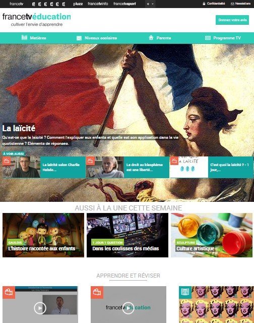 FranceTv éducation homepage