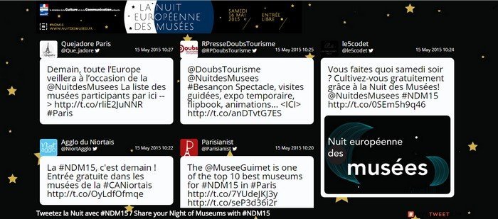 Nuit des musées - mur de tweets