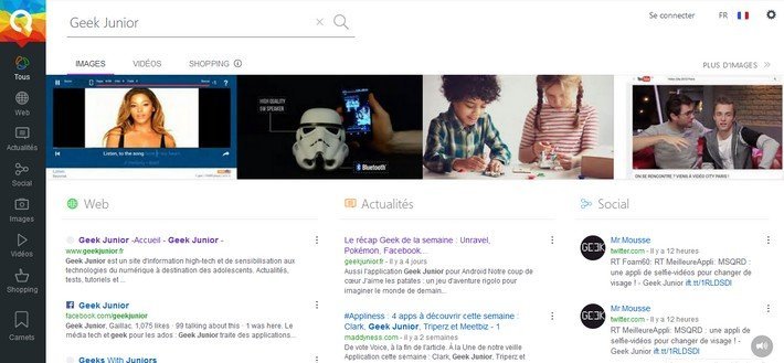 Geek Junior sur Qwant