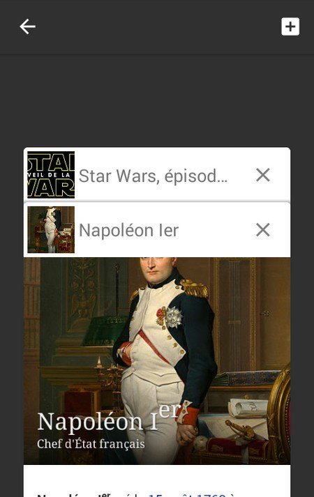 Wikipedia Android plusieurs onglets