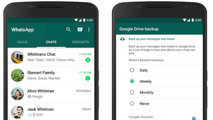 WhatsApp avec Google Drive