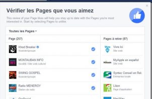 désabonnement Facebook page