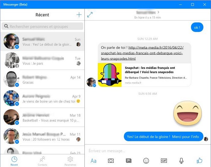 Facebook Messenger Windows 10