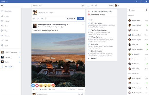 Facebook windows 10