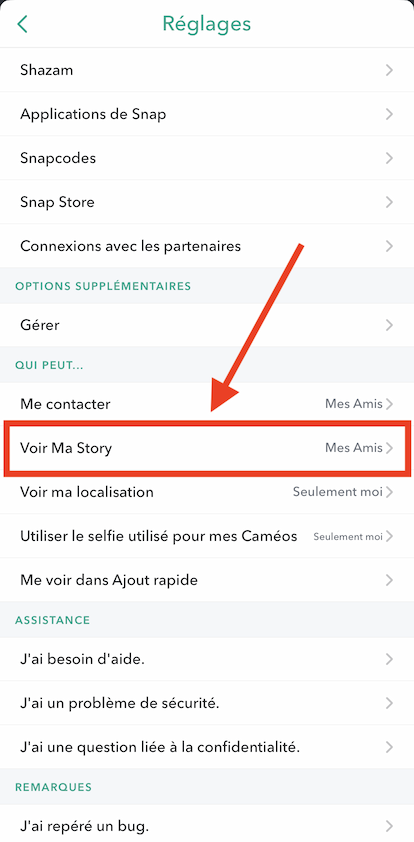 Voir ma story Snap