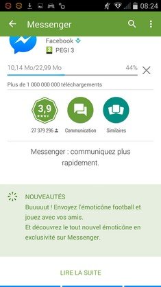 Facecook Messenger football MAJ