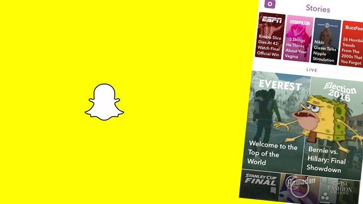 Mise à jour Snapchat discover