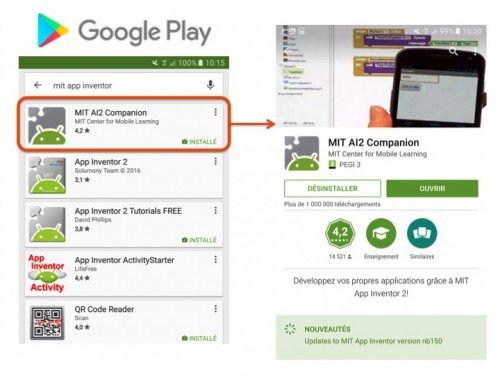 Appli_AppInventorCompanion à télécharger sur le Google Play Store