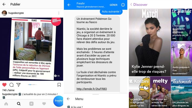 actu messenger snapchat instagram