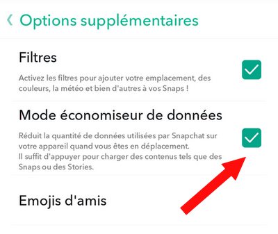 snapchat économiseur de données