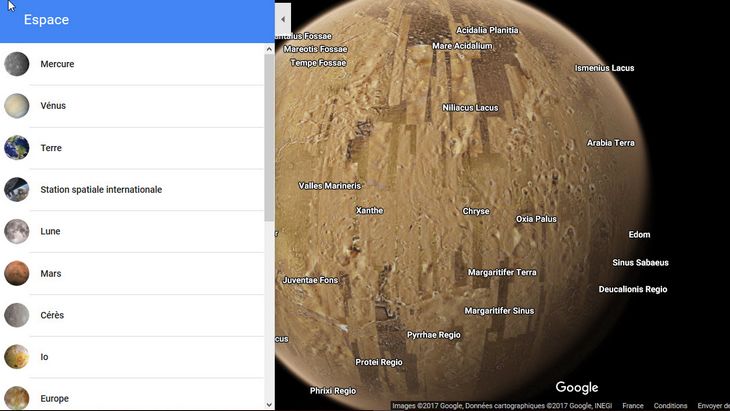 google maps planètes