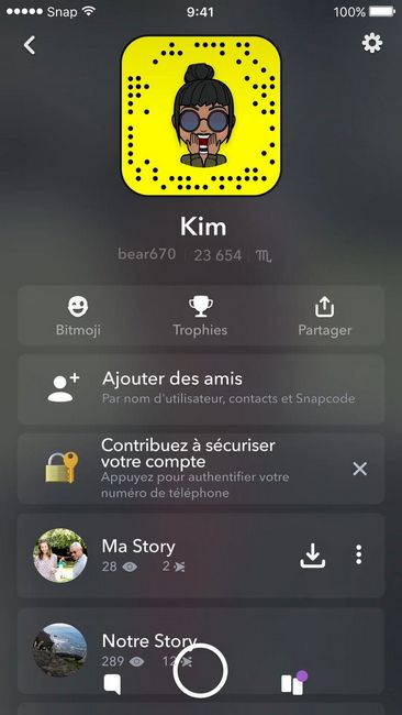 Snapchat profile