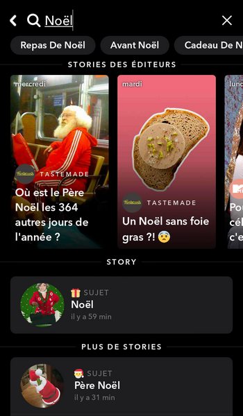 Barre de recherche Snapchat