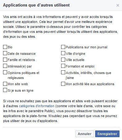 Facebook : les données partagées avec tes amis à partir des applications