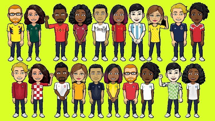 Mondial-2018 : Bitmoji (et Snapchat) laisse ton avatar porter le maillot de ton équipe !