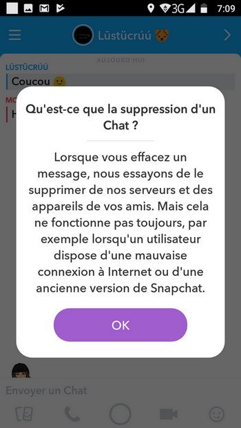 snapchat comment supprimer message