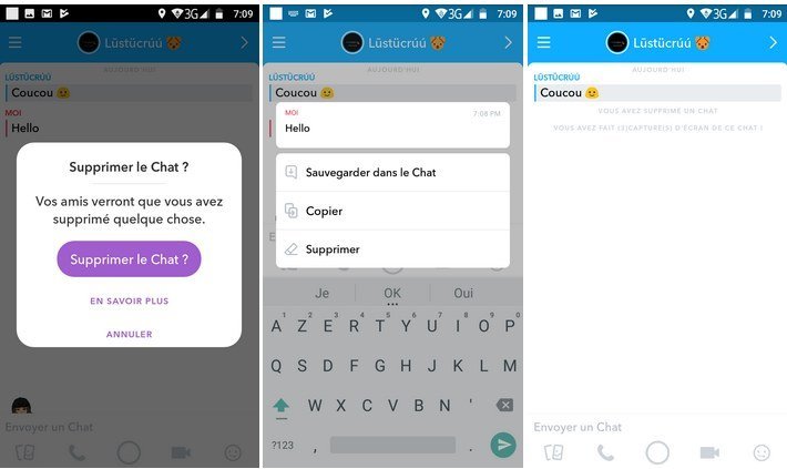 snapchat comment supprimer message