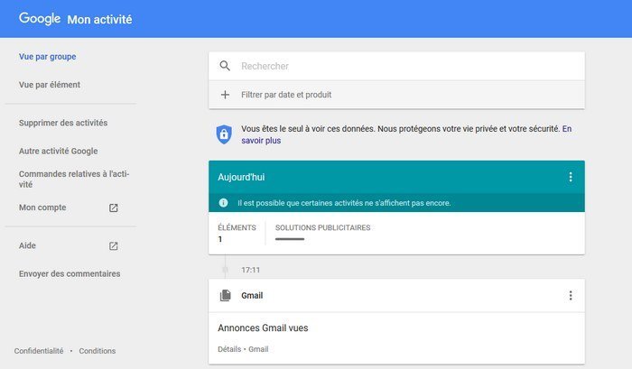 google mon activité