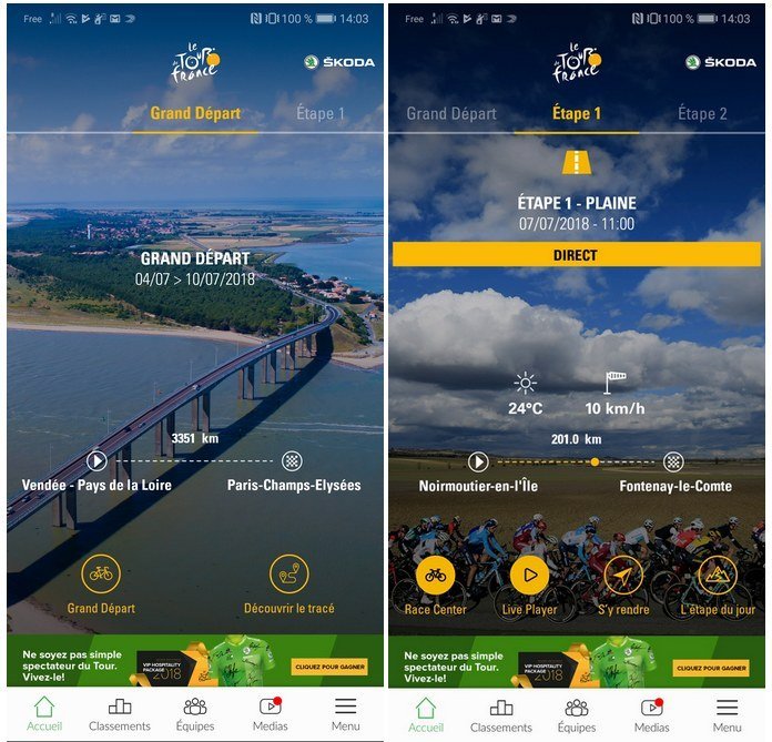 tour de france application officielle