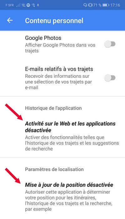 compte google desactiver historique