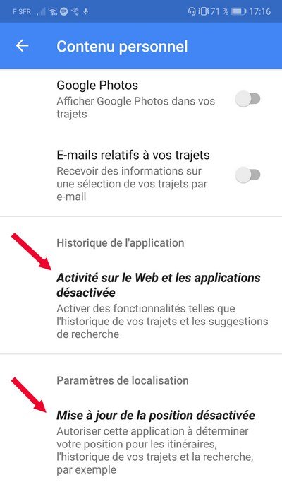 compte google desactiver historique