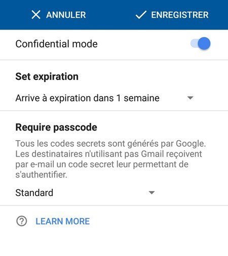 mode confidentiel gmail