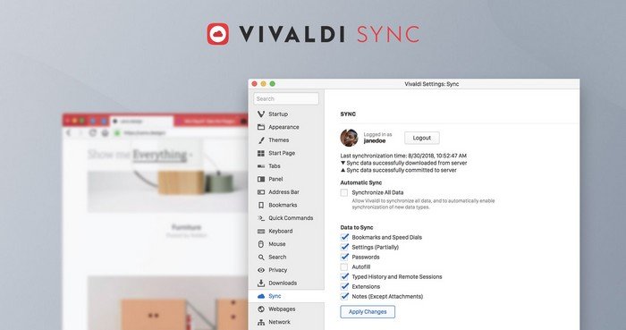 vivaldi sync