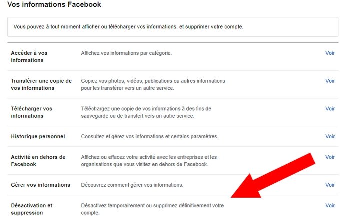 Suppression Facebook