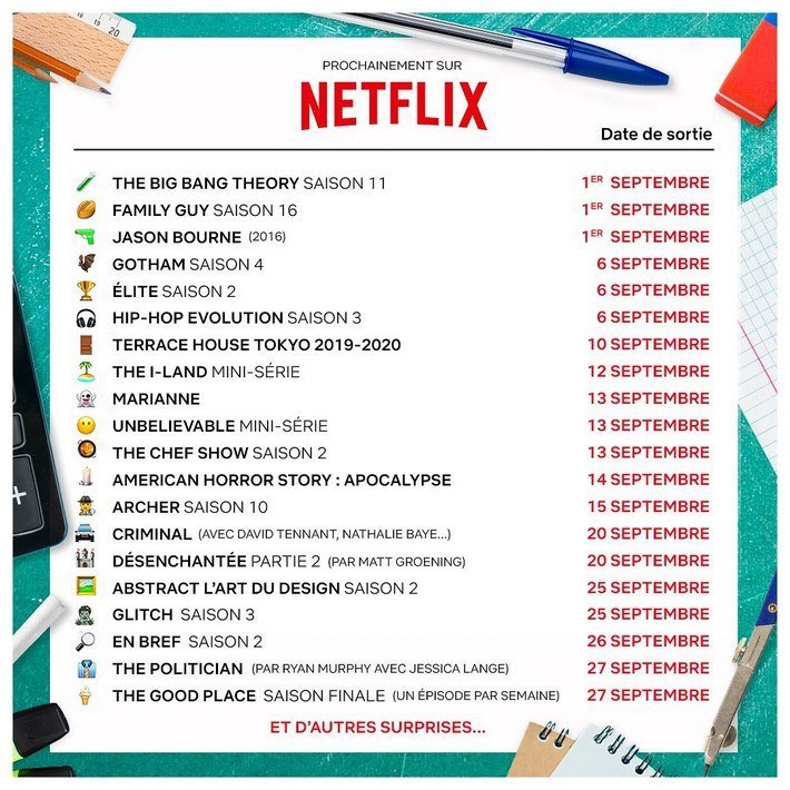 Netflix programme septembre