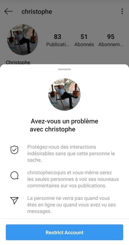 instagram fonctionnalite restreintre