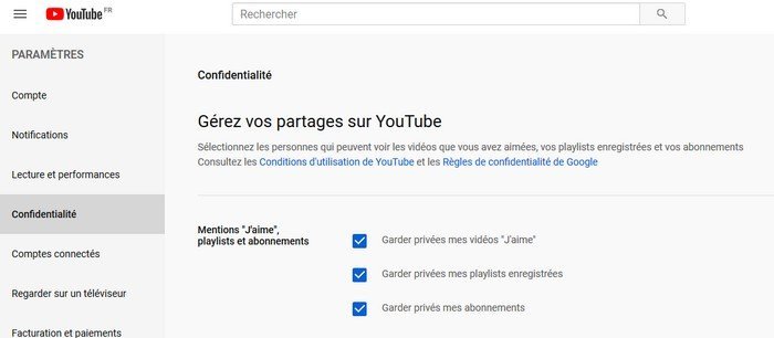 Garder ses partages privés sur YouTube