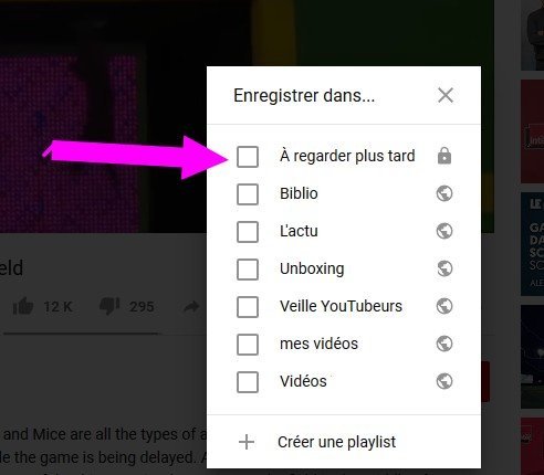 A regarder plus tard une vidéo YouTube