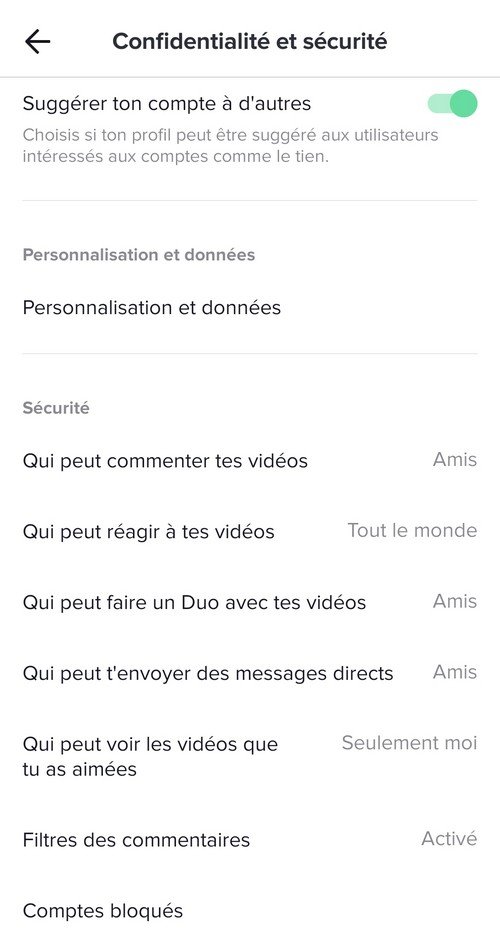 TikTOk - confidentialité et sécurité