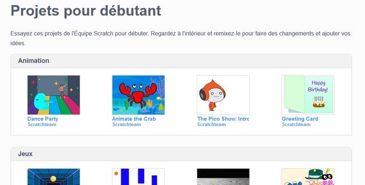 Scratch projets pour débutants