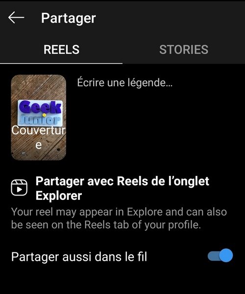 Instagram Reels partager