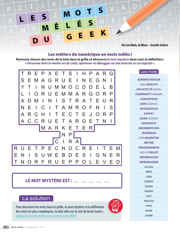 Geek Junior Magazine n°9 - Mots mélés