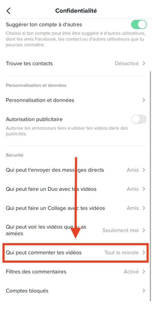 Modérer commentaires Tiktok