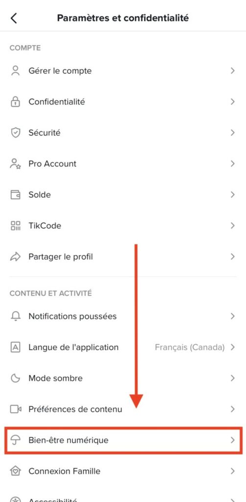 Bien être numérique Tiktok