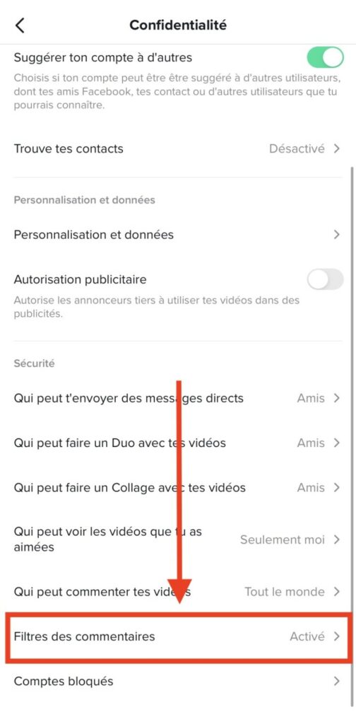 Modérer commentaires Tiktok