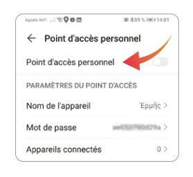 Activation point d'accès personnel - Android