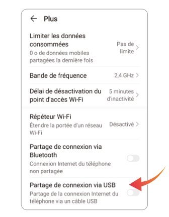 Partage connexion USB