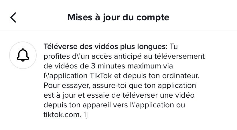 Mise à jour Tiktok