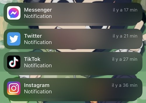 Centre de notifications iOs 15.0