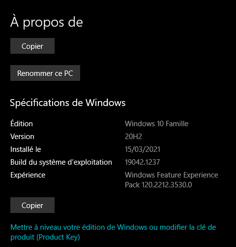 Windows 10 - A propos