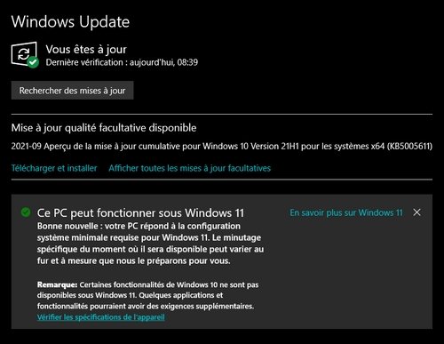 Windows 11 -message d'alerte