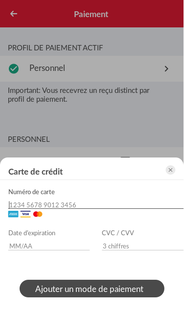 Informations de paiement FAIRTIQ