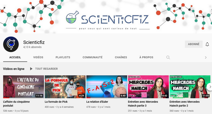 Scienticfiz chaîne Youtube
