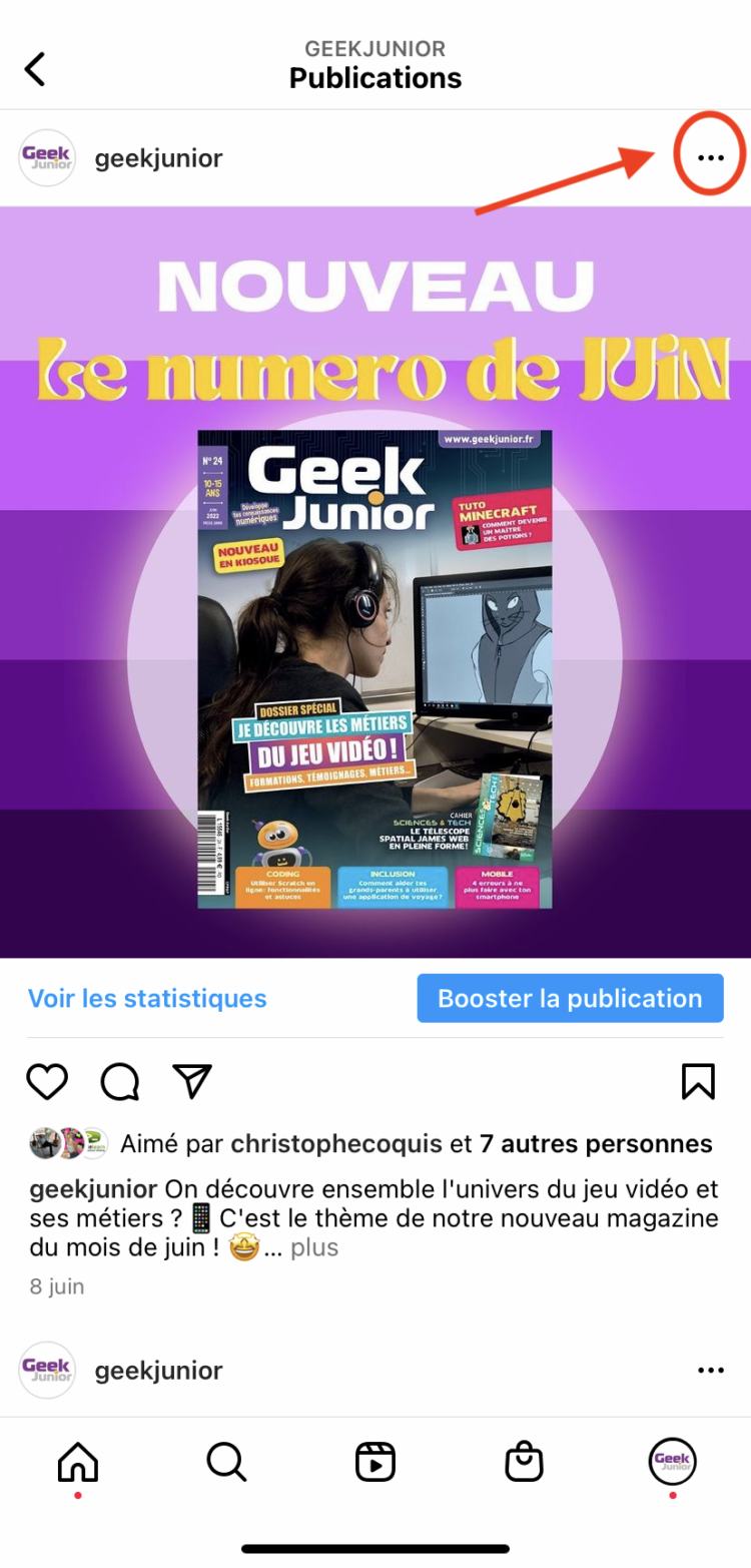 Comment épingler une publication sur ton profil Instagram ? Geek Junior