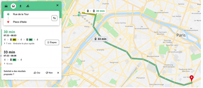 Qwant Maps itinéraire