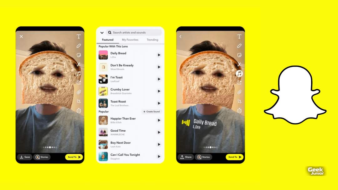 Nouveautés Snapchat recommandations et synchronisation des chansons